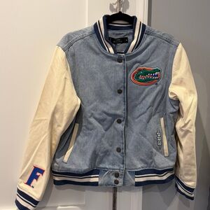 Pro Standard Florida Gators Varsity Jacket – Denim & Cream – Size M – NWT